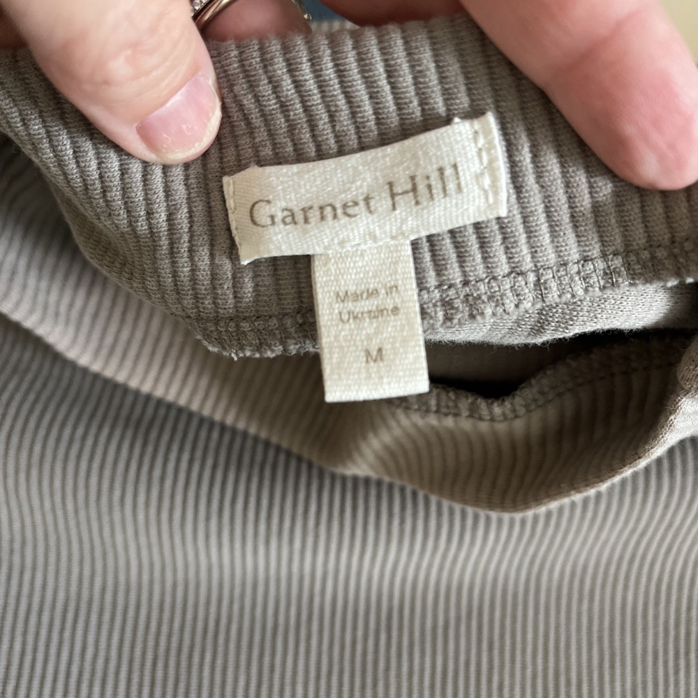 Garnet Hill Organic Cotton Ribbed Cocoon Dress Medium Grey Taupe Pockets - Picture 10 of 12